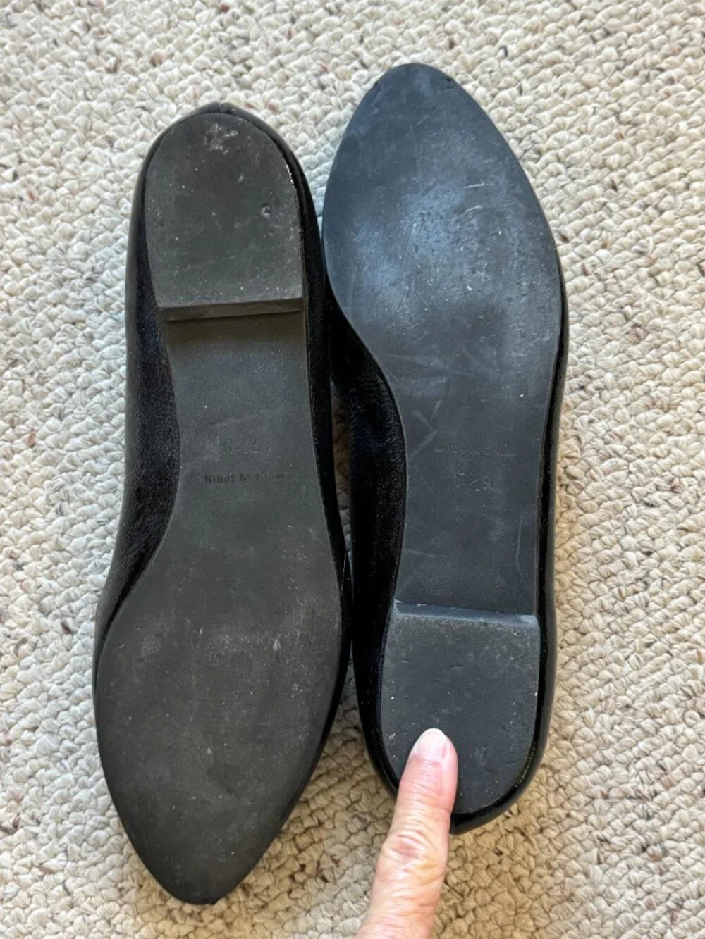 Talbots Black Patent Leather Flats Crinkle Finish Sz 9.5 N